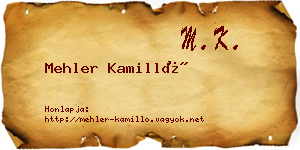 Mehler Kamilló névjegykártya